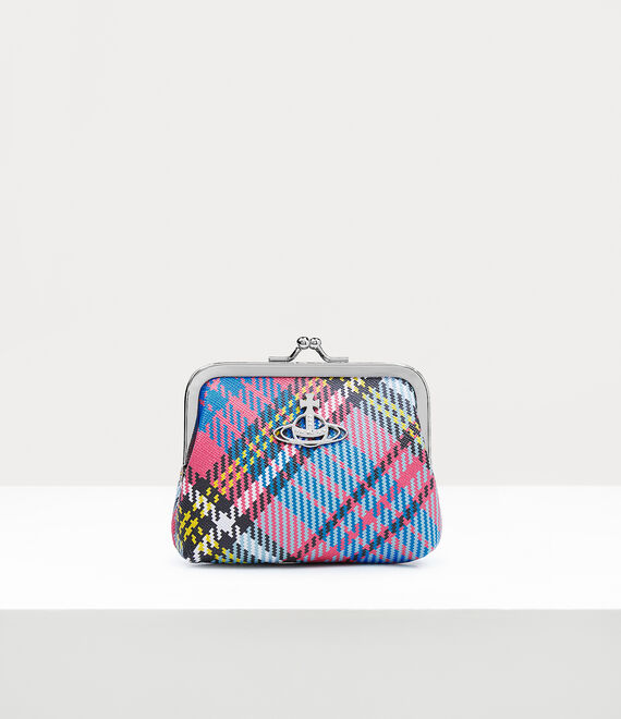 Vivienne Westwood Biogreen saffiano printed frame coin purse in MACANDY TARTAN